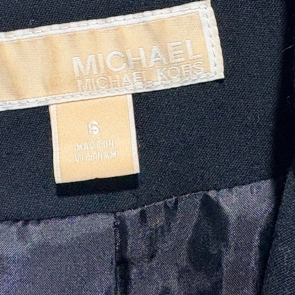 Michael Kors Blazer Women 6 Black Ruched 3/4 Sleeve Single Button Professional